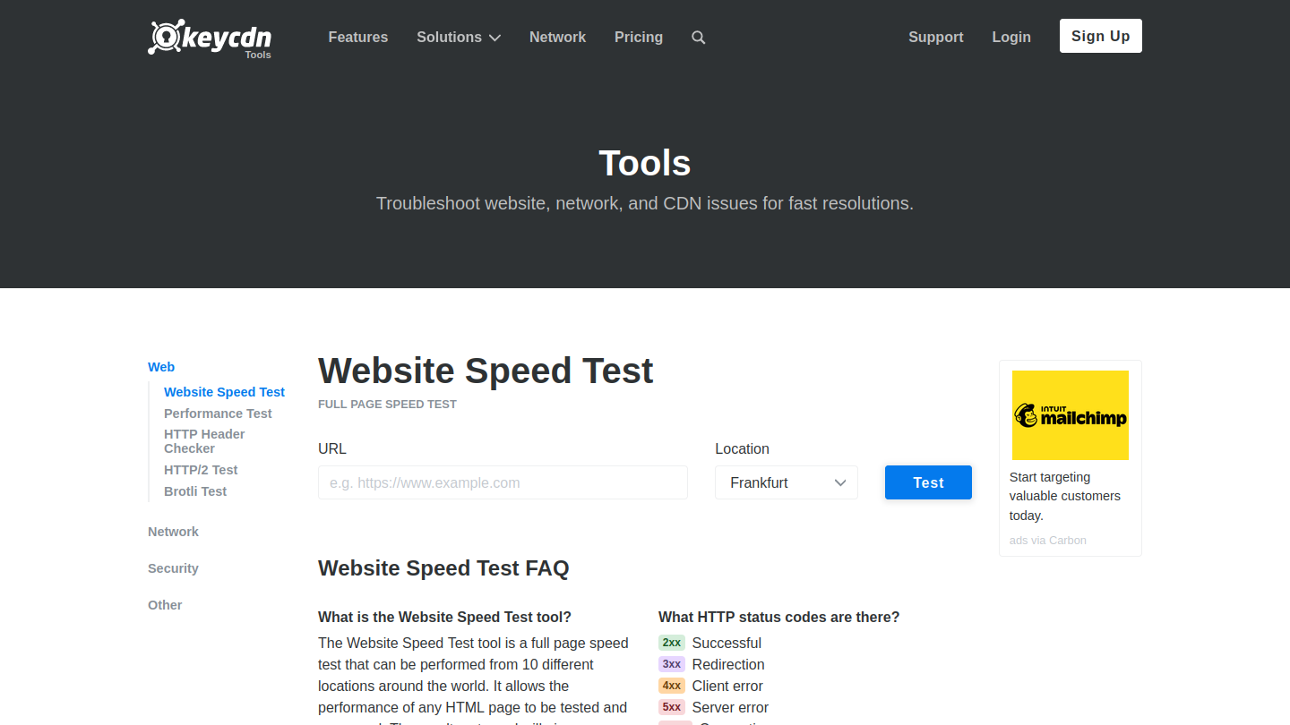 Alternativa 6: KeyCDN Site Speed Test